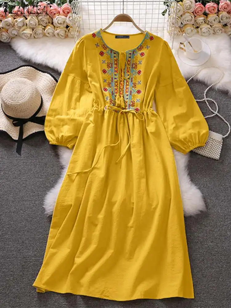 Elegant Dress For Women ZANZEA Spring Bohemian Printed Robe Femme 2022 Fashion OL Embroidered Maxi Kaftan Casual Holiday Dresses
Elegant Dress For Women ZANZEA Spring Bohemian Printed Robe Femme 2022 Fashion OL Embroidered Maxi Kaftan Casual Holiday Dresses