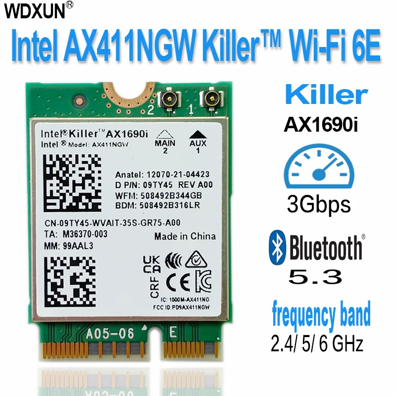 Ноутбук Intel WiFi AX411NGW AX411 Killer 1690i, встроенный Wi-Fi 6E гигабитная игровая компьютерная беспроводная сетевая карта AX411 Bluetooth 5,3
Ноутбук Intel WiFi AX411NGW AX411 Killer 1690i, встроенный Wi-Fi 6E гигабитная игровая компьютерная беспроводная сетевая карта AX411 Bluetooth 5,3