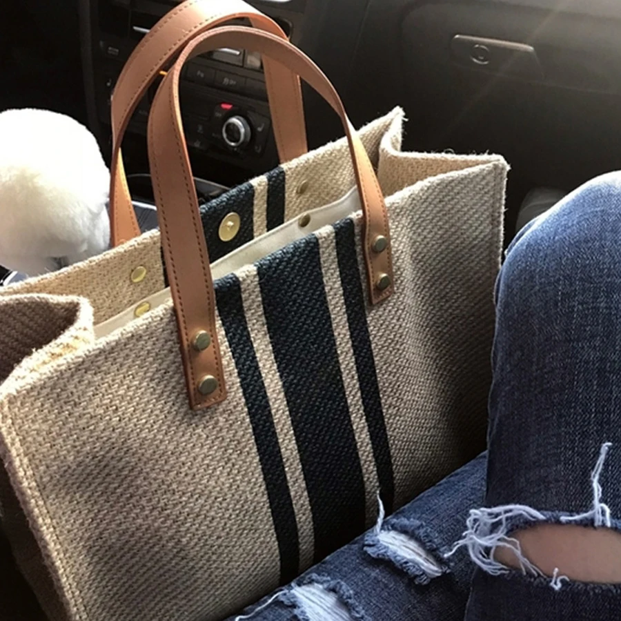 2022 Simple Canvas Handbag For Women Vintage Striped Tote Shopping Bag Korean Style Capacity Large Lady Fashion Briefcase
2022 Simple Canvas Handbag For Women Vintage Striped Tote Shopping Bag Korean Style Capacity Large Lady Fashion Briefcase