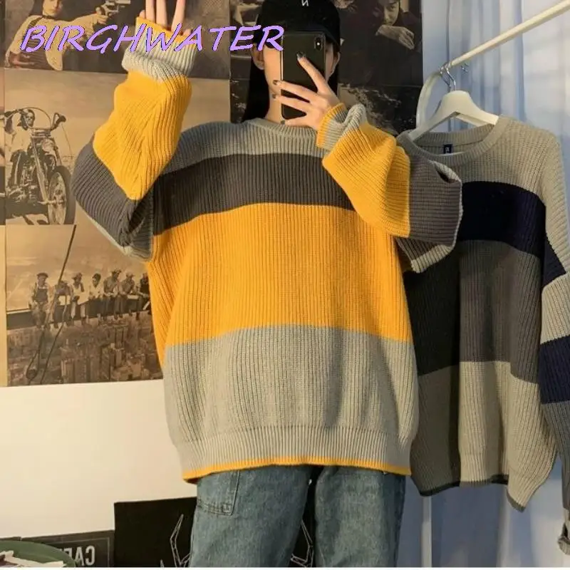 Women Pullover High Street Chic BF Striped Fashion Loose Soft Teens Clothing Fall Stylish Long Sleeve Feminino Knitwear Sweaters
Women Pullover High Street Chic BF Striped Fashion Loose Soft Teens Clothing Fall Stylish Long Sleeve Feminino Knitwear Sweaters