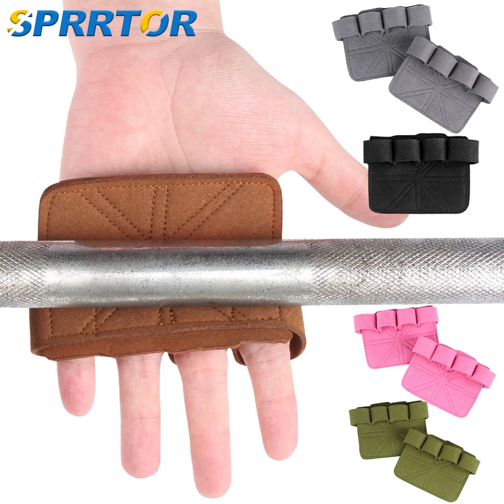 

1Pair Leather Weight Lifting Training Gloves Palm Protection Women Men Fitness Sports Gymnastics Grips Pull Ups Weightlifting