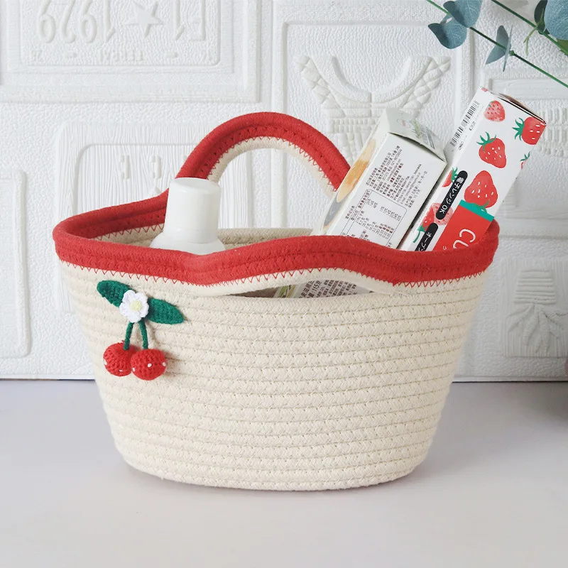 Cherry cotton woven bag Casual storage picnic carry-on cotton rope bag accompanied by gift Beach holiday beach handbag
Cherry cotton woven bag Casual storage picnic carry-on cotton rope bag accompanied by gift Beach holiday beach handbag