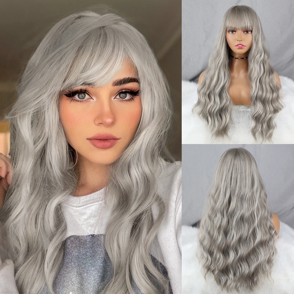 Cosplay Grey Wig Long Wave Secondary Ribbon Bangs Synthetic Wig Women's Cost-effective
Cosplay Grey Wig Long Wave Secondary Ribbon Bangs Synthetic Wig Women's Cost-effective