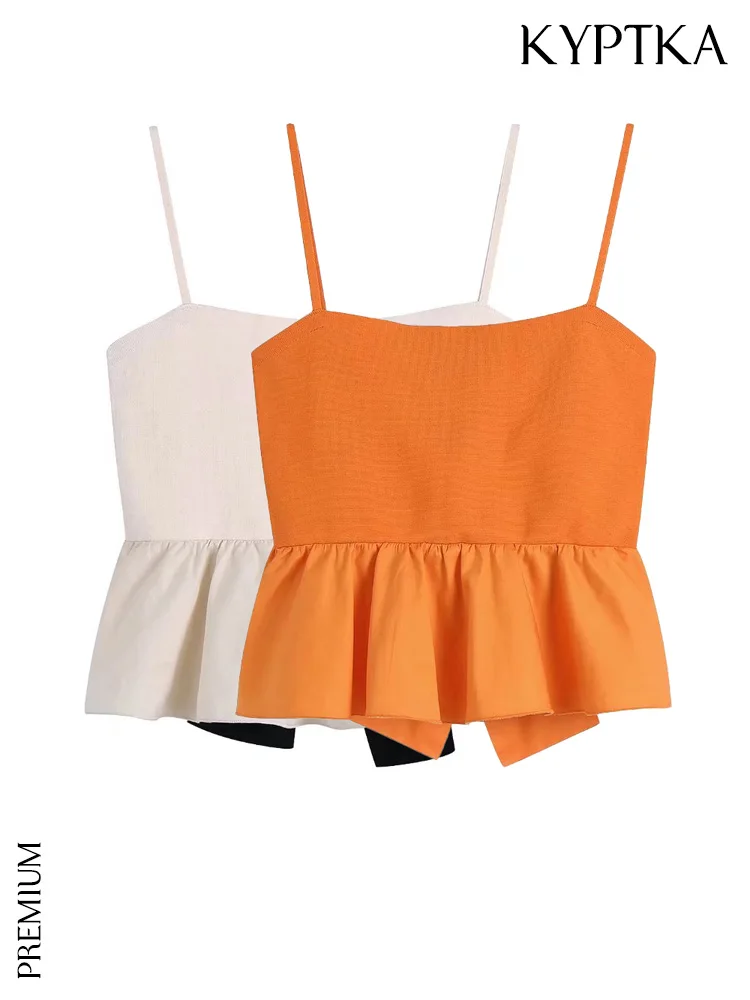 KYPTKA Women Fashion With Bow Ruffled Knit Tank Tops Vintage Straight Neck Thin Straps Female Camis Mujer
KYPTKA Women Fashion With Bow Ruffled Knit Tank Tops Vintage Straight Neck Thin Straps Female Camis Mujer