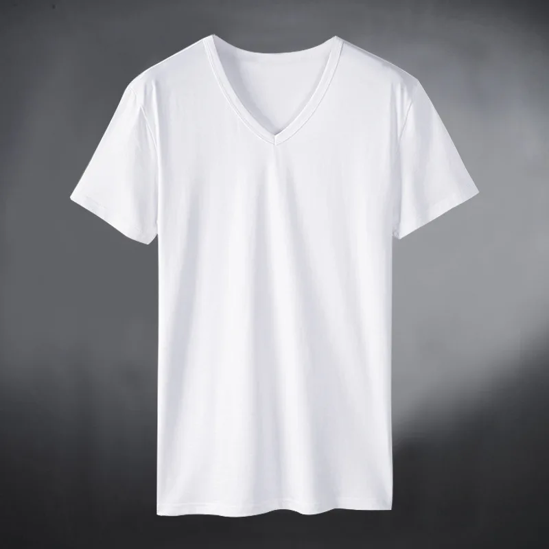 

Men's V-neck T-shirt Casual Breathable Short Sleeve Top Tidy Solid Spot