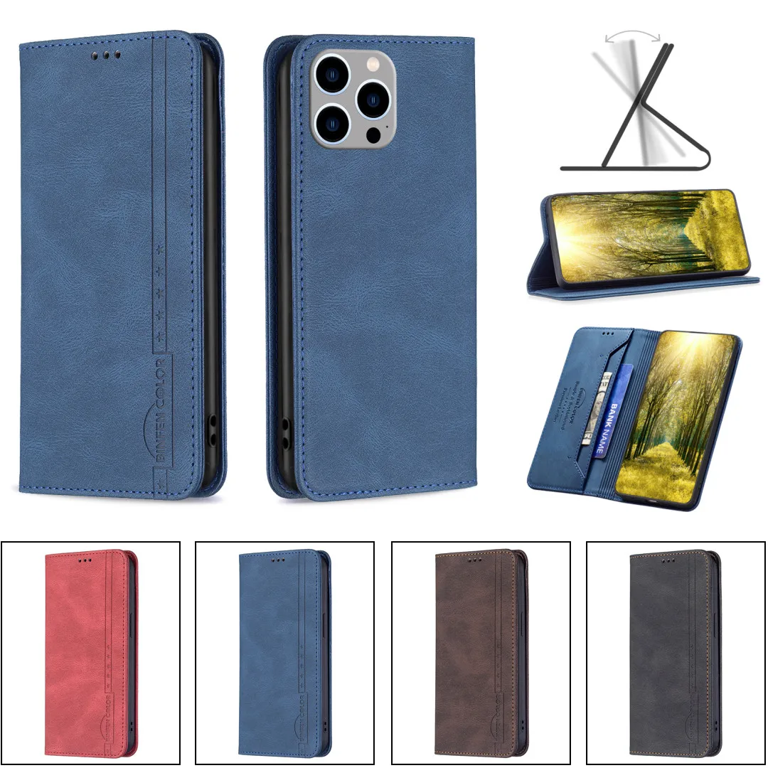 

Full Protect Case for iPhone 14 13 11 12 Pro Max X XS XR 7 8 SE 2020 Cute Anti-theft Brush Flip Leather Wallet Kickstand Cover