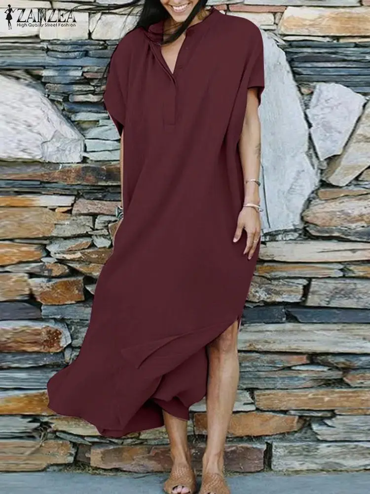 ZANZEA Women Summer Short Sleeve OL Dress Fashion Split Hem Casual Loose Vestidos Oversized Solid Mid-calf Sundress Robe Femme
ZANZEA Women Summer Short Sleeve OL Dress Fashion Split Hem Casual Loose Vestidos Oversized Solid Mid-calf Sundress Robe Femme