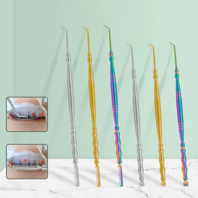 2 in 1 Eyelash perm Lifting tool Metal cleaning stick and Comb Beauty Makeup Layered Eyelash separation Tool Eyelash extension s 
2 in 1 Eyelash perm Lifting tool Metal cleaning stick and Comb Beauty Makeup Layered Eyelash separation Tool Eyelash extension s