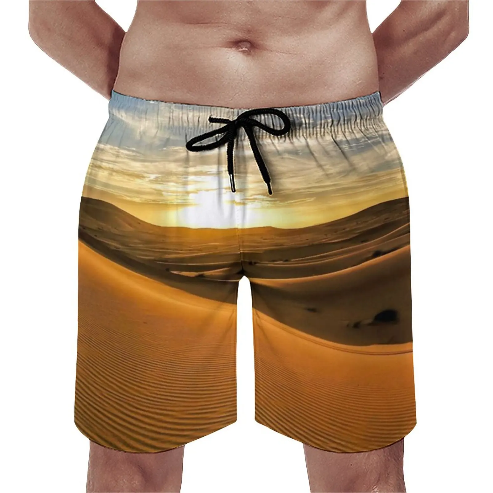 

Sahara Desert Board Shorts Sunset Print Casual Beach Short Pants Males Design Sports Quick Drying Beach Trunks Gift Idea