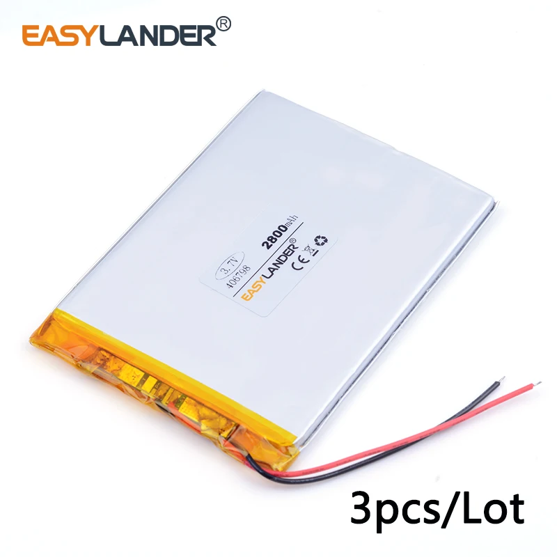3pcs /Lot 3.7v lithium Li ion polymer rechargeable battery 406798 2800MAH For MP4 MP5 Tablet PC Battery Lithium Batteries 046798
3pcs /Lot 3.7v lithium Li ion polymer rechargeable battery 406798 2800MAH For MP4 MP5 Tablet PC Battery Lithium Batteries 046798