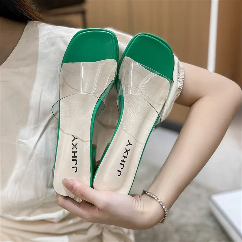 Transparent PVC Women's High Heel Mules Sexy Transparent Thick Fashion Flip-Flops 2023 Summer New Open Toe Square Toe Slippers
Transparent PVC Women's High Heel Mules Sexy Transparent Thick Fashion Flip-Flops 2023 Summer New Open Toe Square Toe Slippers