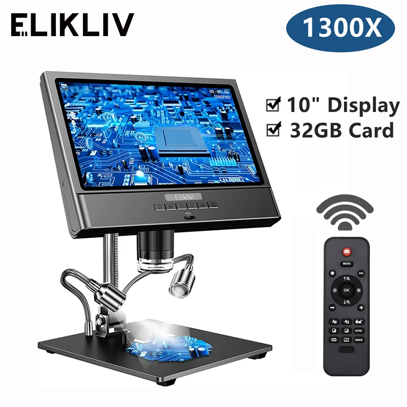 Elikliv EDM12 10'' Digital Microscope 1300X Soldering Microscope With Metal Stand Base LED 12MP 1080P Video Camera Microscope
Elikliv EDM12 10'' Digital Microscope 1300X Soldering Microscope With Metal Stand Base LED 12MP 1080P Video Camera Microscope