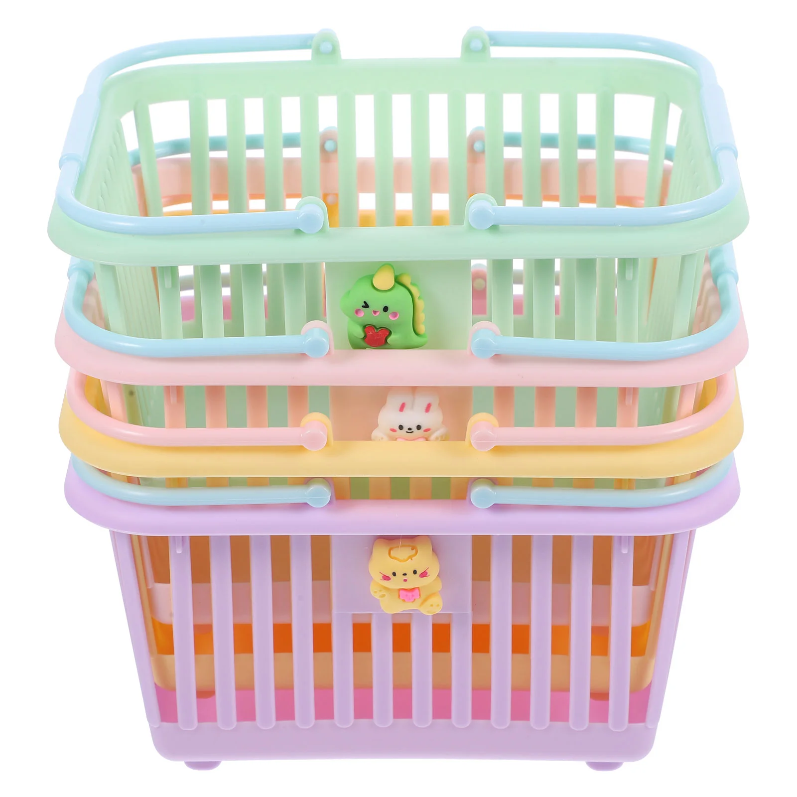 4pcs Adorable Handheld Plastic Basket Multi-functional Storage Basket Portable Shopping Basket
4pcs Adorable Handheld Plastic Basket Multi-functional Storage Basket Portable Shopping Basket