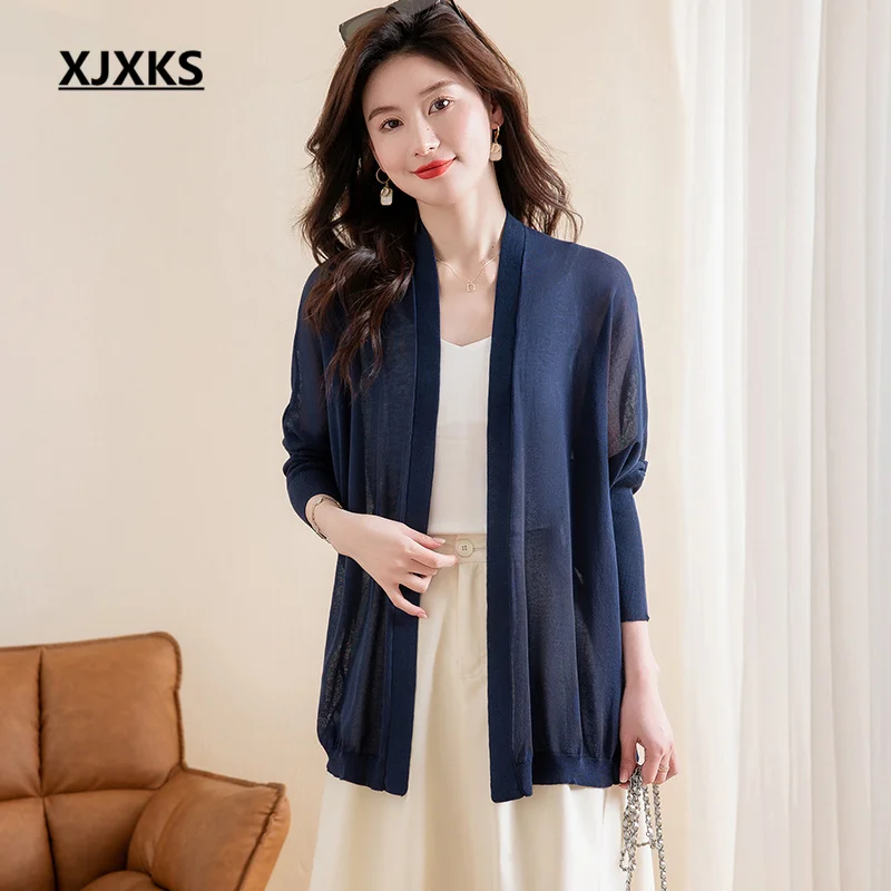 XJXKS 2023 Summer New Loose Oversize Sunscreen High-quality Linen Knitted Thin Cardigan Women's Sweater Jacket
XJXKS 2023 Summer New Loose Oversize Sunscreen High-quality Linen Knitted Thin Cardigan Women's Sweater Jacket