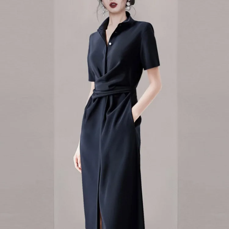 SuperAen Office Lady Slim Turn Down Collar Shirt 2022 Summer New Solid Waist Fold Dresses for Women
SuperAen Office Lady Slim Turn Down Collar Shirt 2022 Summer New Solid Waist Fold Dresses for Women