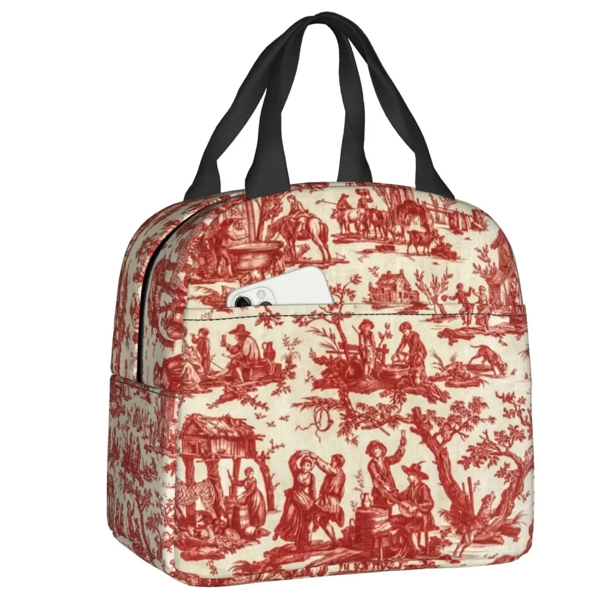 French Toile De Jouy Motif Pattern Thermal Insulated Lunch Bags Women Resuable Lunch Tote for Outdoor Camping Storage Food Box
French Toile De Jouy Motif Pattern Thermal Insulated Lunch Bags Women Resuable Lunch Tote for Outdoor Camping Storage Food Box