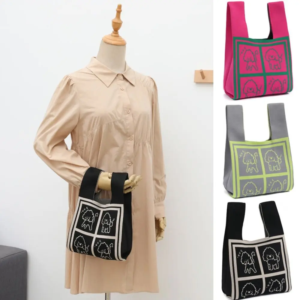 Handmade Knit Handbag Casual High-capacity Knit Shopping Bags Dog Knot Wrist Bag Women
Handmade Knit Handbag Casual High-capacity Knit Shopping Bags Dog Knot Wrist Bag Women