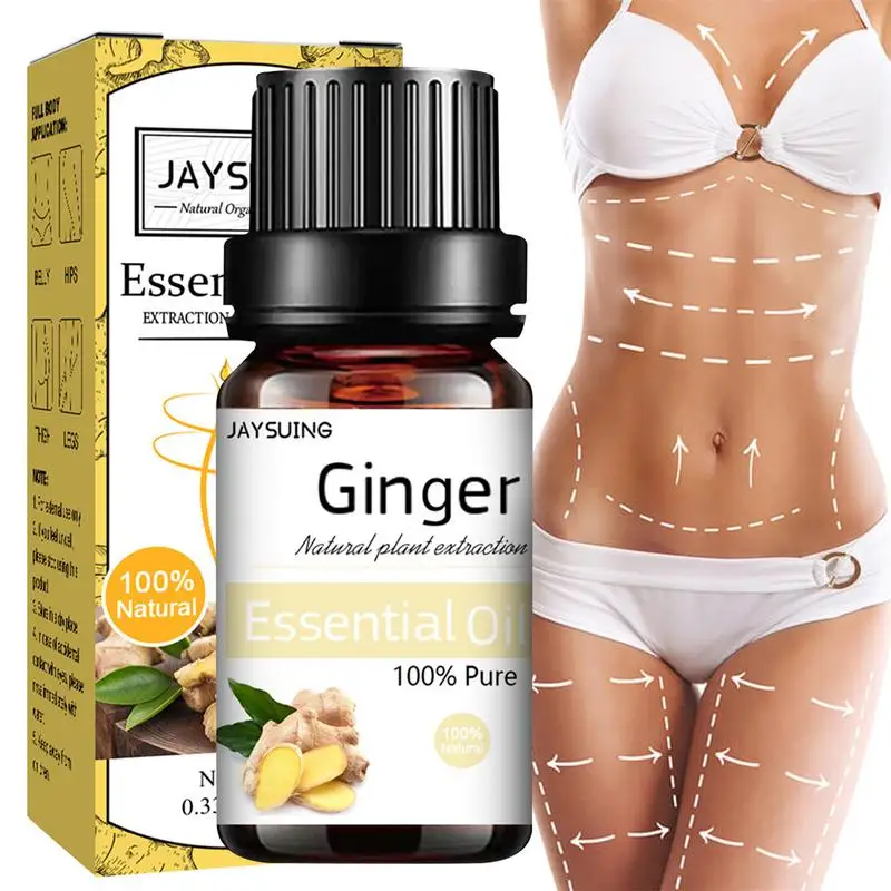

10ML Natural Ginger Oil Promote Metabolism Full Body Slim Massage Oils Lymphatic Drainage Therapy Anti-aging Plant Essential Oil