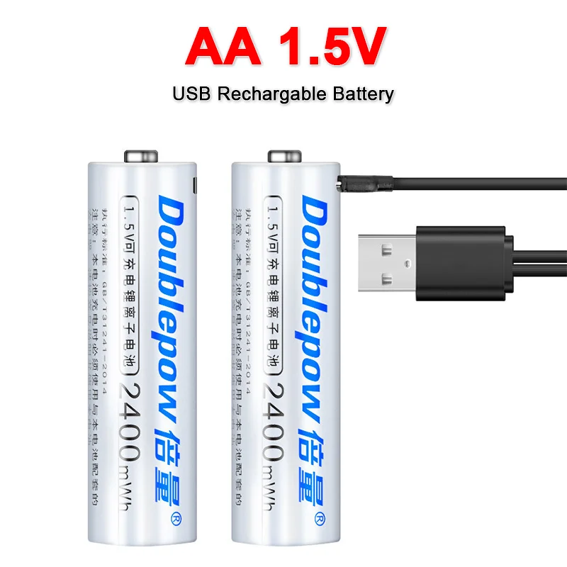 1.5V AA Rechargeable Battery 2400mWh USB Rechargeable Li-ion Batteries for remote control mouse Electric toy battery USB Cable
1.5V AA Rechargeable Battery 2400mWh USB Rechargeable Li-ion Batteries for remote control mouse Electric toy battery USB Cable