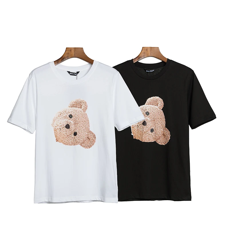 

Palm Angels 22SS Letter Logo PA Chic Loose Casual Round Neck Short Sleeve T-shirt Broken Bear Men Women Lovers Couple Style
