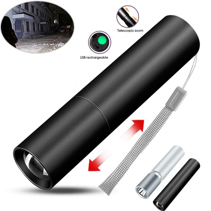 Mini LED Flashlight 5V USB Rechargeable Waterproof Torch Zoom High-Power Portable Torch Linterna Led Zaklamp For Night Camping
Mini LED Flashlight 5V USB Rechargeable Waterproof Torch Zoom High-Power Portable Torch Linterna Led Zaklamp For Night Camping