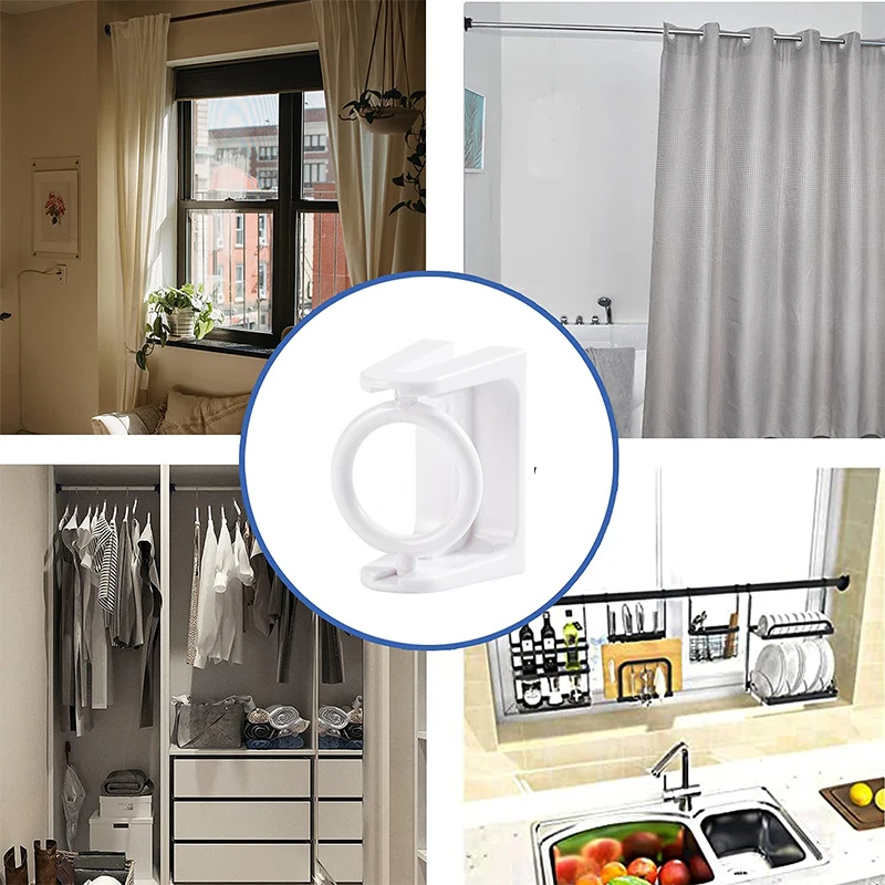 

2pcs Bathroom Telescopic Rod Hanger Corner Pole Ring Self Adhesive Rotatable Curtain Rod Bracket Shower Curtain Rod Holder Ring