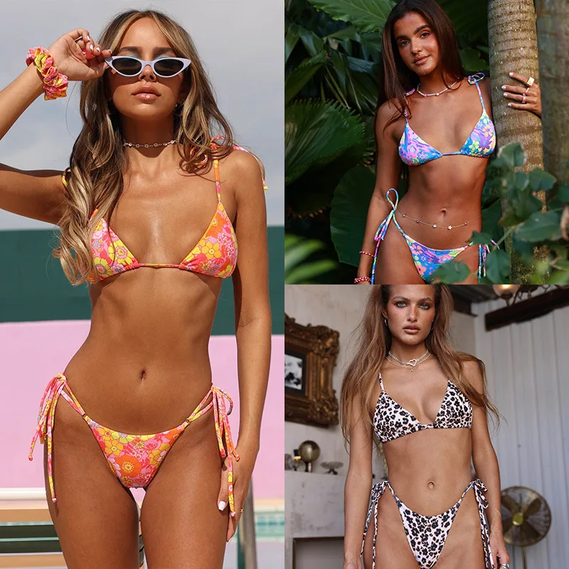 2023 New Summer Sexy Double-sided Printed Bikini Lace-up Swimsuit Women's Mini Bikini Set Low Waist Swimsuit
2023 New Summer Sexy Double-sided Printed Bikini Lace-up Swimsuit Women's Mini Bikini Set Low Waist Swimsuit