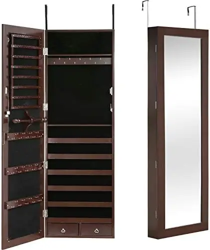 Cabinet 47.3" H /Door Mounted Lockable Jewelry Armoire Organizer with Mirror With 2 Drawers 6 Shelves 43.3"×10.6" M
Cabinet 47.3" H /Door Mounted Lockable Jewelry Armoire Organizer with Mirror With 2 Drawers 6 Shelves 43.3"×10.6" M