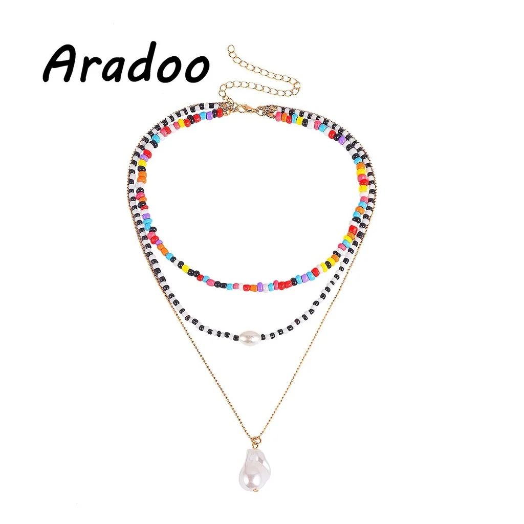 ARADOO Colorful Beaded Rice Bead Necklace Multi-layered Tassel Shaped Baroque Pearl Pendant Necklace Women
ARADOO Colorful Beaded Rice Bead Necklace Multi-layered Tassel Shaped Baroque Pearl Pendant Necklace Women