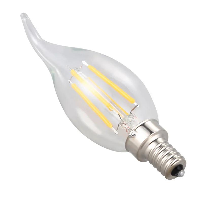 

4X Dimmable E12 4W COB Edison Candle Flame Filament LED Light Bulb Lamp 12.5x3.5cm