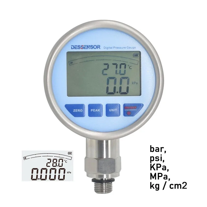 Cheap Air Pressur Gaug 6bar G1/4'' Stainless Steel Diaphragm SUS316L BackLight LCD Gas Liquid Fuel
Cheap Air Pressur Gaug 6bar G1/4'' Stainless Steel Diaphragm SUS316L BackLight LCD Gas Liquid Fuel