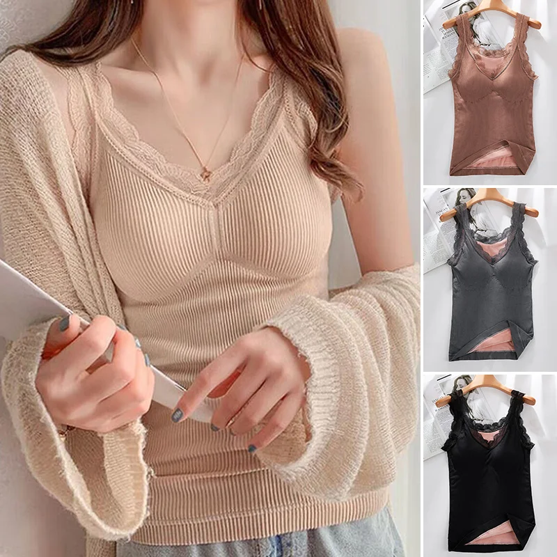 1PC Inner Wear Undershirt Lace Thermo Shirt Plush Lined Thermal Vest Top Clothing Women Intimate Winter 
1PC Inner Wear Undershirt Lace Thermo Shirt Plush Lined Thermal Vest Top Clothing Women Intimate Winter