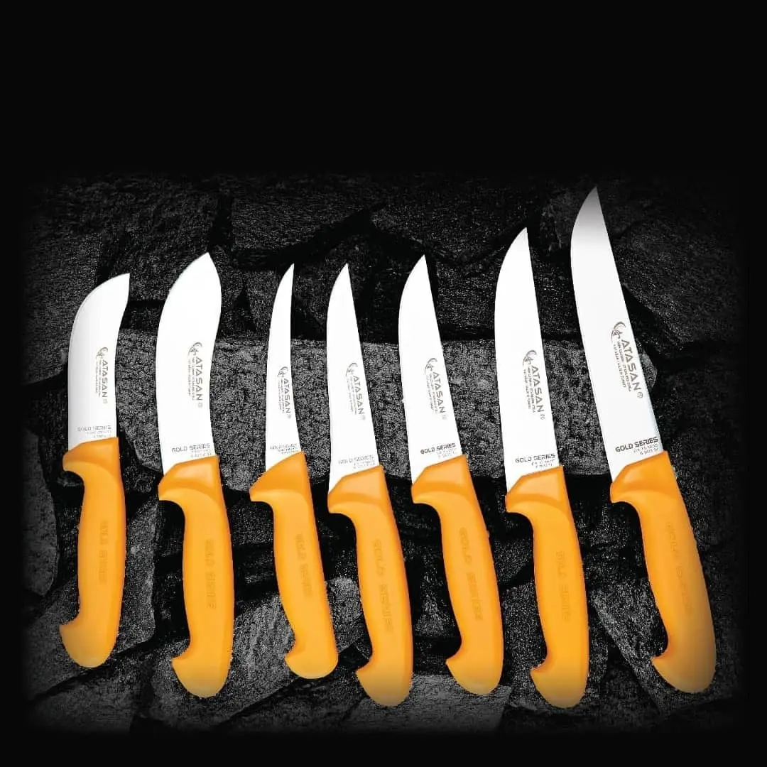 ATASAN Gold Series 7 Pcs Butcher Knives Set Handmade High Quality Professional Stainless Steel Kitchen Chef Knives Turkish 2021
ATASAN Gold Series 7 Pcs Butcher Knives Set Handmade High Quality Professional Stainless Steel Kitchen Chef Knives Turkish 2021