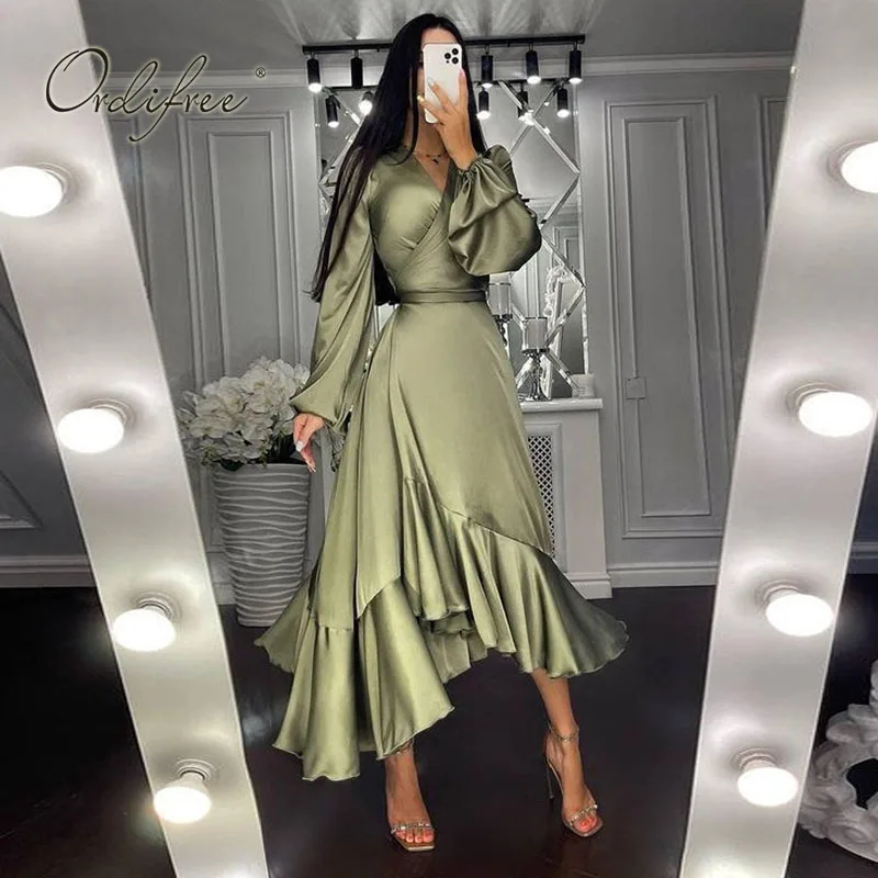 Ordifree 2022 Spring Summer Elegant Women Party Dress Long Sleeve Vintage Ruffle White Green Satin Long Dress
Ordifree 2022 Spring Summer Elegant Women Party Dress Long Sleeve Vintage Ruffle White Green Satin Long Dress