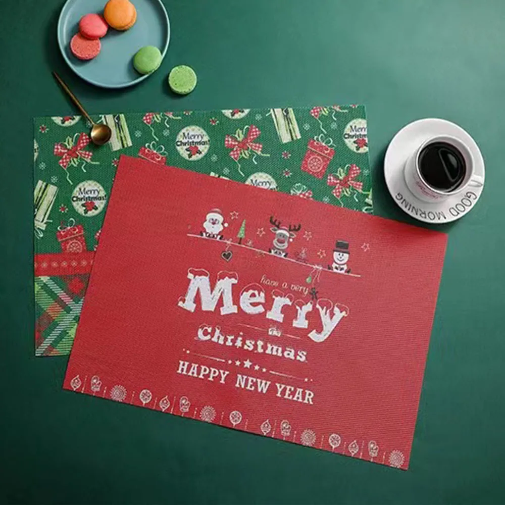 Christmas Tableware Mat Snowman Merry Christmas PVC Nordic DIY Heat Resistant Not Fade Hotel Tableware Printed Teslin Placemat
Christmas Tableware Mat Snowman Merry Christmas PVC Nordic DIY Heat Resistant Not Fade Hotel Tableware Printed Teslin Placemat