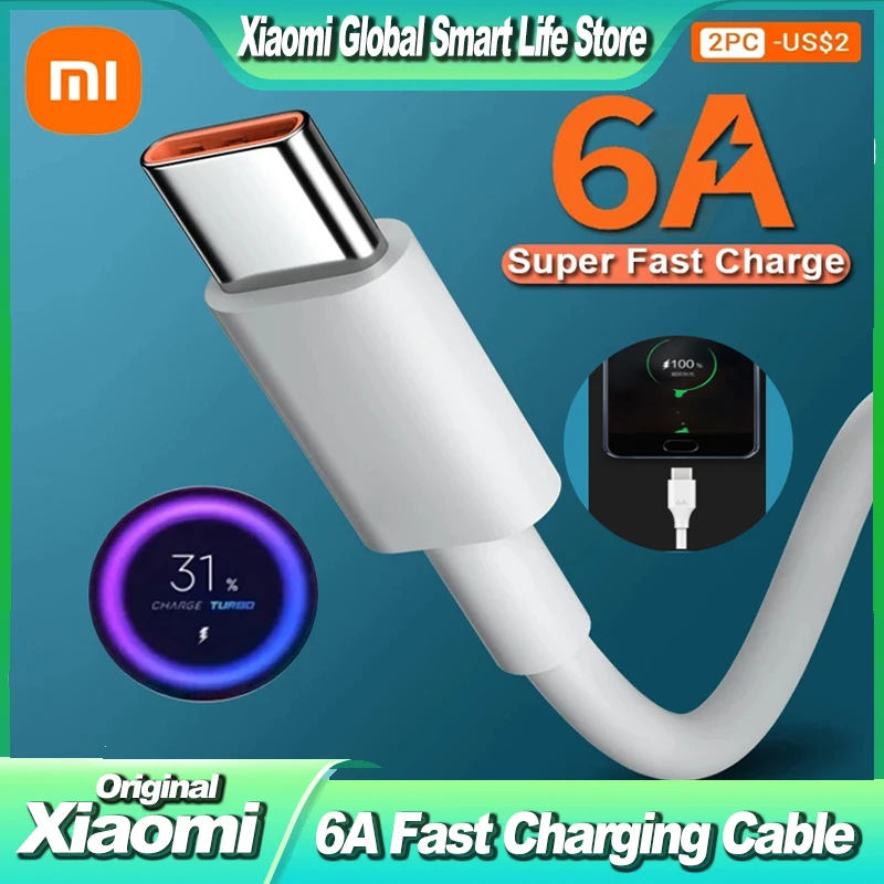 Original Xiaomi Turbo Phone Charger USB 6A TypeC Fast Charging Cable for Typec Smartphone Mi 12 11 Poco X4 Pro Redmi Note 10 K40
Original Xiaomi Turbo Phone Charger USB 6A TypeC Fast Charging Cable for Typec Smartphone Mi 12 11 Poco X4 Pro Redmi Note 10 K40