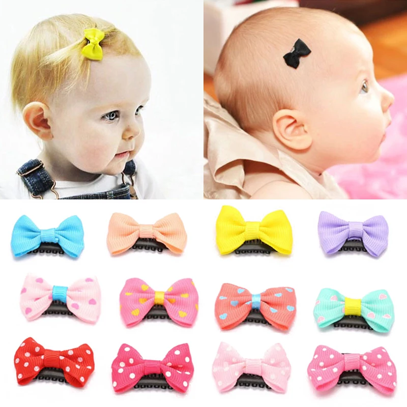 

10Pcs/lots Candy Color Baby Mini Small Bow Hair Clips Safety Hair Pins Barrettes for Children Girls Kids Hair Accessories