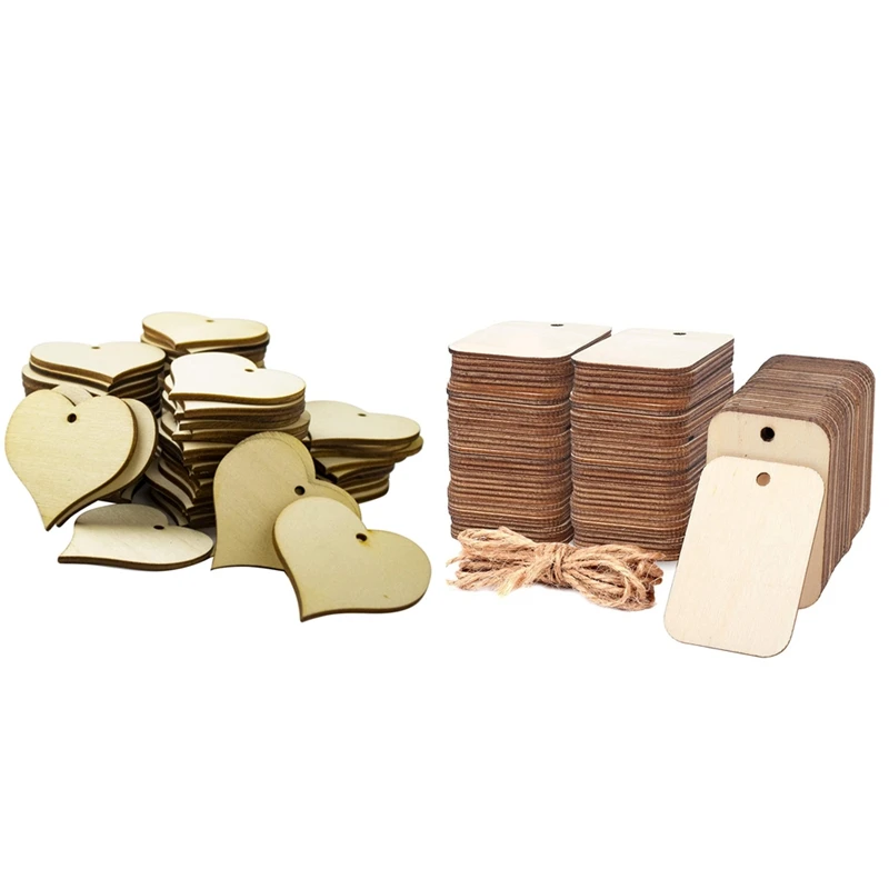 100PCS Blank Squares Wood Pieces Unfinished Round Corner Wooden Cutouts & 100X Wood Heart Shap Blank Wooden Tags
100PCS Blank Squares Wood Pieces Unfinished Round Corner Wooden Cutouts & 100X Wood Heart Shap Blank Wooden Tags