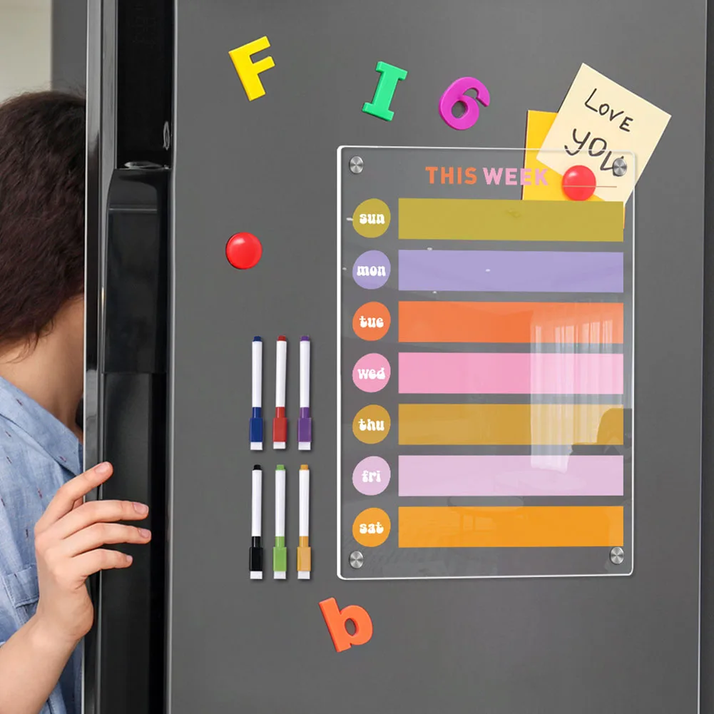 Transparent Magnetic Refrigerator Weekly Calendar Panel Memo Set Markers Fridge Sticker Message Board Menu Dry Erase Whiteboard
Transparent Magnetic Refrigerator Weekly Calendar Panel Memo Set Markers Fridge Sticker Message Board Menu Dry Erase Whiteboard