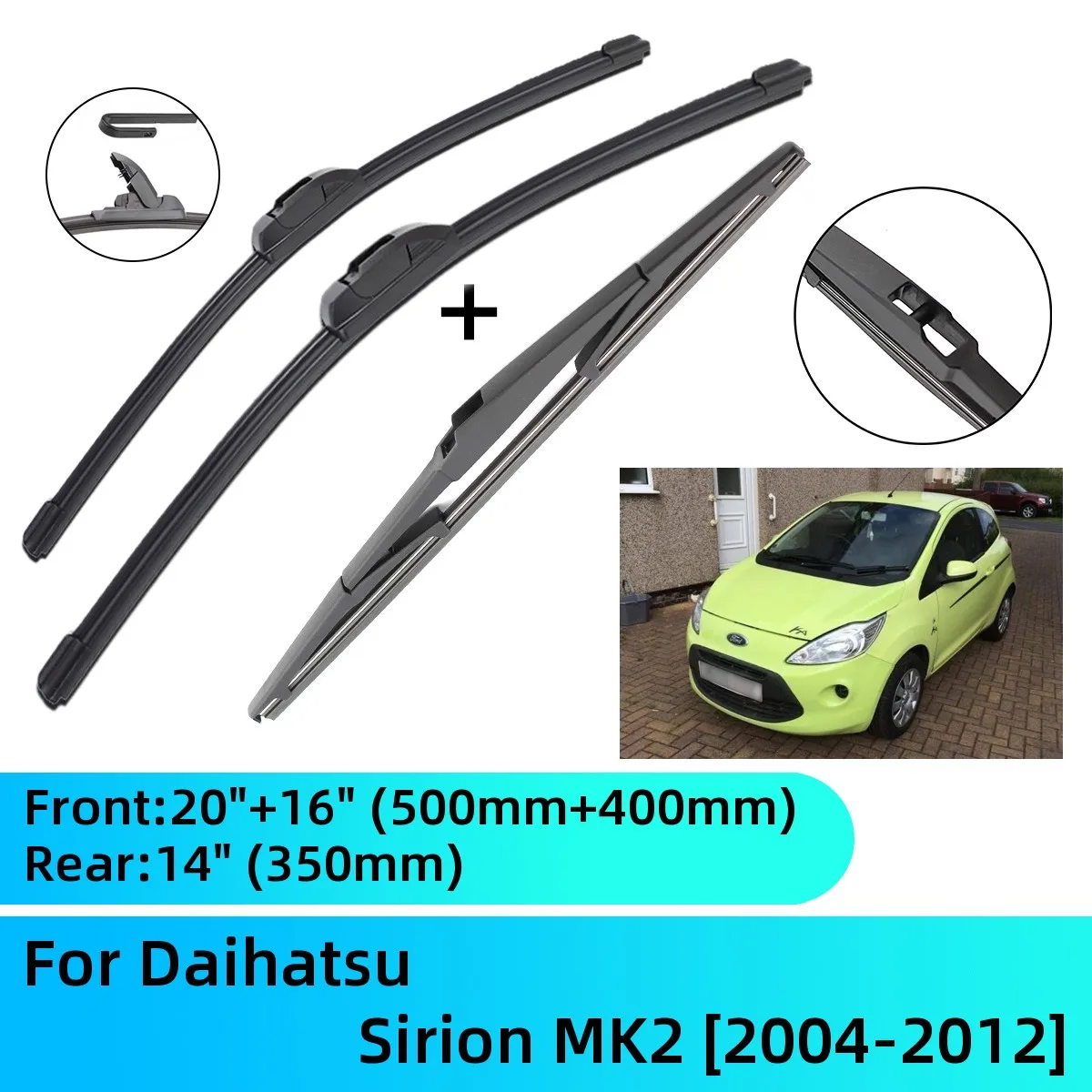 

Щетки стеклоочистителя передние и задние для Daihatsu Sirion MK2 2004-2012, аксессуары для резака J Hook 2004 2005 2006 2007 2008 2009 2