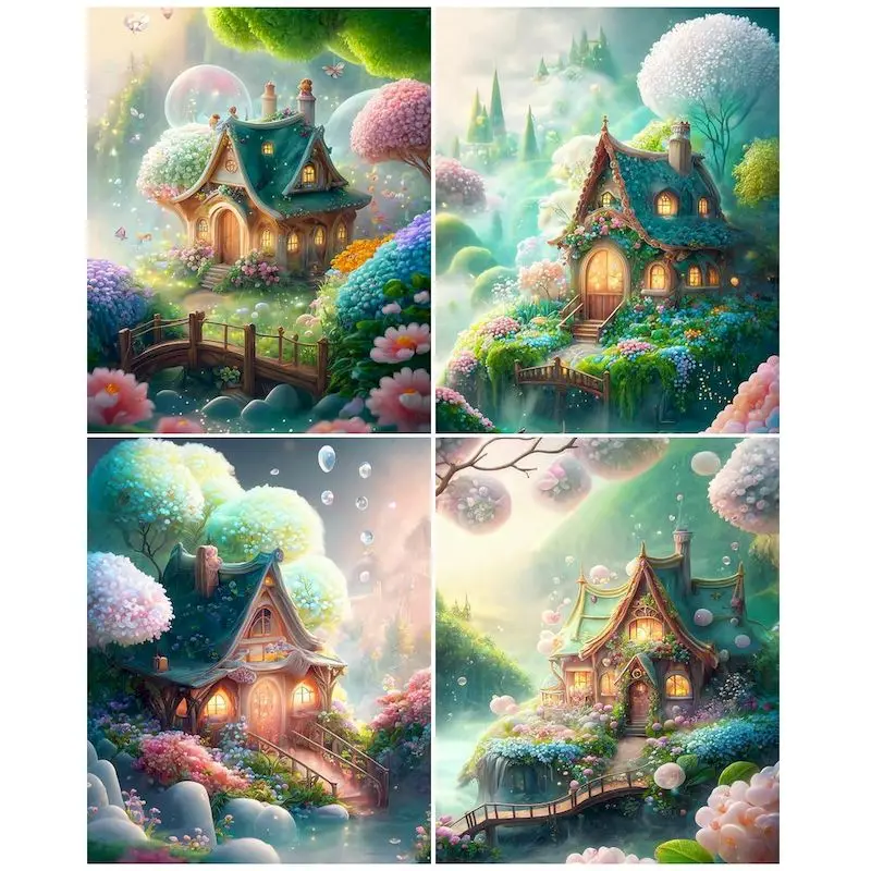 

CHENISTORY Pictures By Number Fantasy Forest Cabin Kits Diy Painting By Numbers Drawing On Canvas HandPainted Artwork DIY Gift