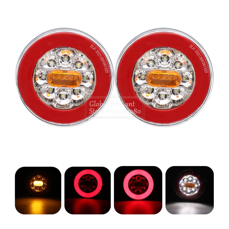 2Pcs Truck Taillight Reverse Brake 4in1 Dynamic Tail Trun Signal 12-24V Reverse Lamp Round Tail Lights Car Trailer Lorry RV Bus
2Pcs Truck Taillight Reverse Brake 4in1 Dynamic Tail Trun Signal 12-24V Reverse Lamp Round Tail Lights Car Trailer Lorry RV Bus