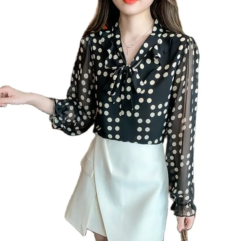 Dot Printing Chiffon Blouse Women 2023 Summer Fashion Long Sleeves Bowknot Neck Thin Design
Dot Printing Chiffon Blouse Women 2023 Summer Fashion Long Sleeves Bowknot Neck Thin Design