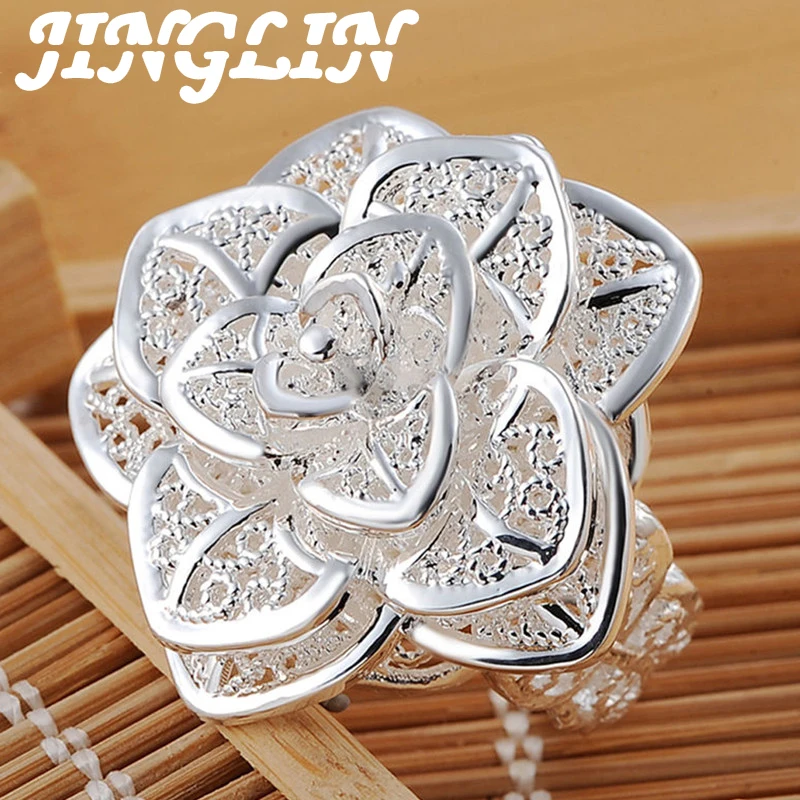 JINGLIN 925 Sterling Silver Rings Fashion Rose Flower Open Finger Rings For Women Wedding Engagement Party Jewelry Gift
JINGLIN 925 Sterling Silver Rings Fashion Rose Flower Open Finger Rings For Women Wedding Engagement Party Jewelry Gift