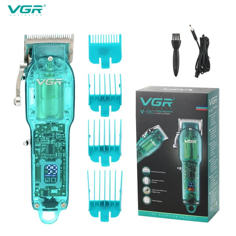 VGR V-660 Digital Display New Transparent Hair Clipper, Rechargeable Gradient Electric , Hair Salon Oil Head Men's Hair Clipper
VGR V-660 Digital Display New Transparent Hair Clipper, Rechargeable Gradient Electric , Hair Salon Oil Head Men's Hair Clipper