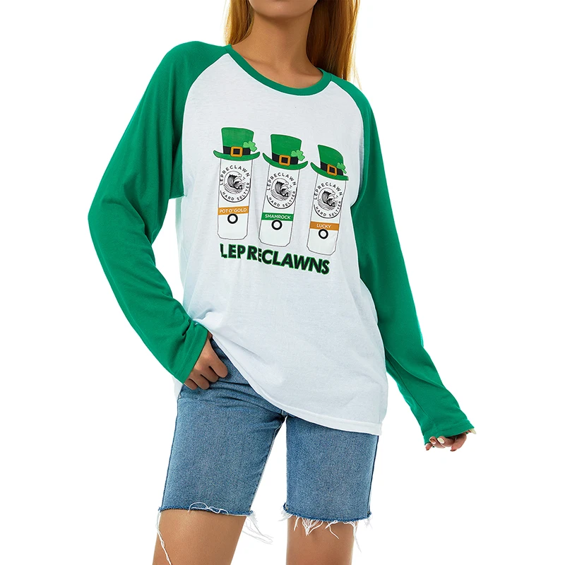 Women's Tops, Round Neck Long Sleeve Clover Printed Loose Pullover T-shirt for Young Ladies
Women's Tops, Round Neck Long Sleeve Clover Printed Loose Pullover T-shirt for Young Ladies