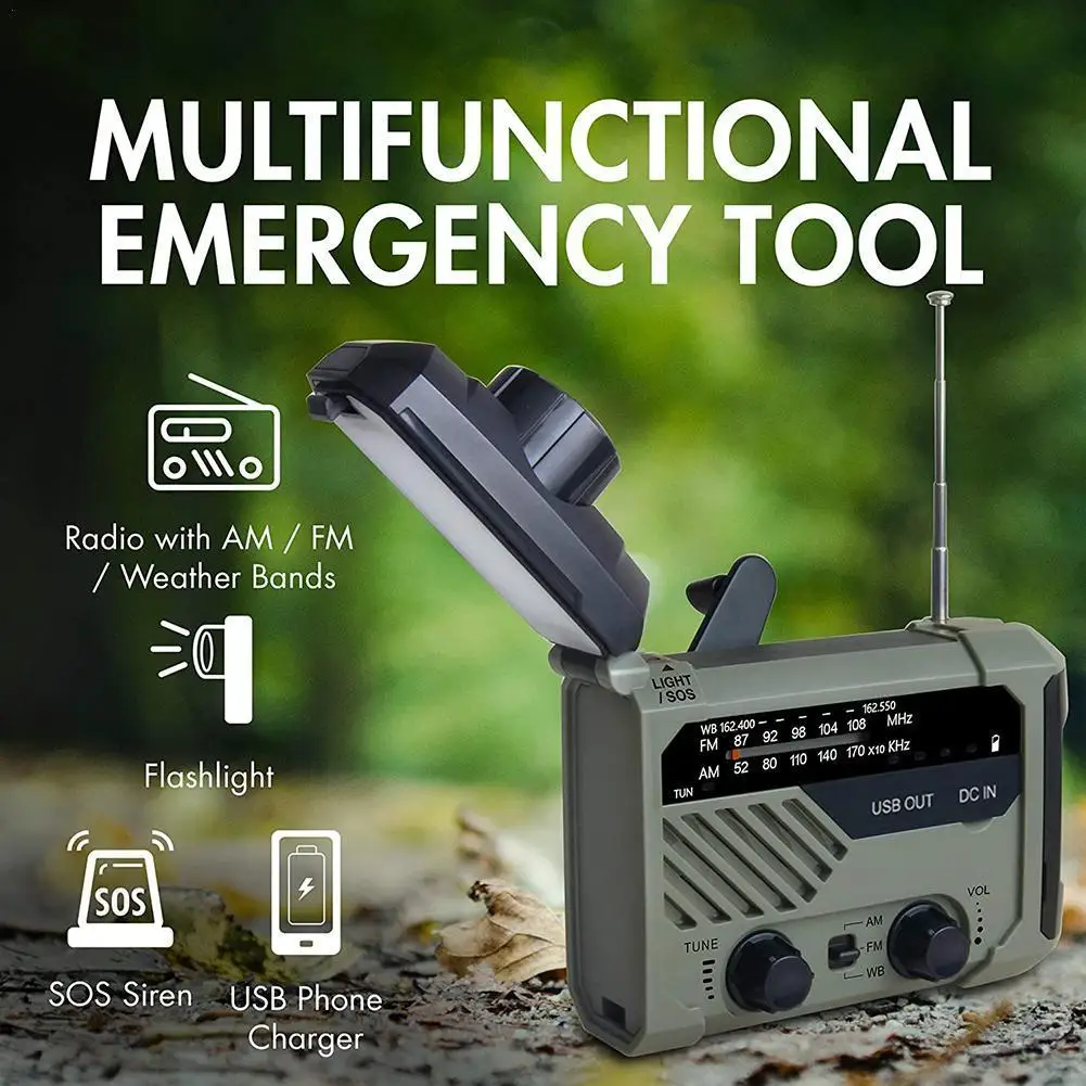 Emergency Radio 2000mAh-Solar Hand Crank Portable Power Bank SOS Alarm AM/FM/NOAA Weather Band Radio with Flashlight Fm Radio
Emergency Radio 2000mAh-Solar Hand Crank Portable Power Bank SOS Alarm AM/FM/NOAA Weather Band Radio with Flashlight Fm Radio