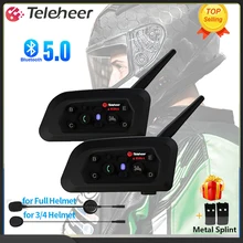 Teleheer V6 PLUS Motorcycle Helmet Bluetooth Headset Intercom Waterproof 6 Riders 1200m Communicator 850mAh Interphone