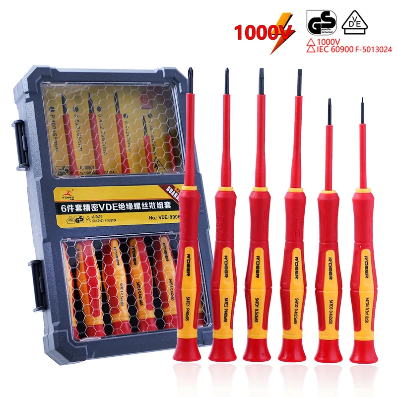 

6PCS Screwdrivers Hand Tools Set of VDE Insulated Household Electrical Screwdriver Tool Magnetic Tip 1000V