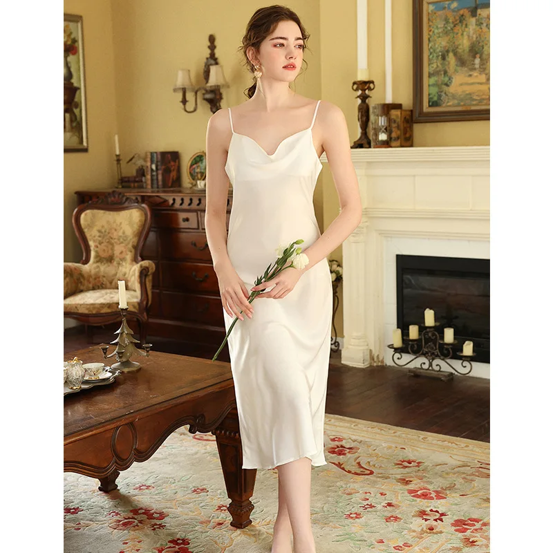 Sling Nightdress Women's Summer Ice Silk Sexy Dress 2022 Chiffon Knee Length Nightgown Home Clothes Sleepwear Female Nightwear
Sling Nightdress Women's Summer Ice Silk Sexy Dress 2022 Chiffon Knee Length Nightgown Home Clothes Sleepwear Female Nightwear